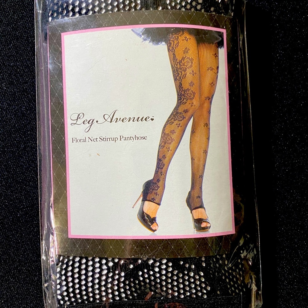 Floral Net Stirrup Pantyhose
